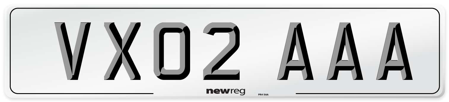 VX02 AAA Number Plate from New Reg